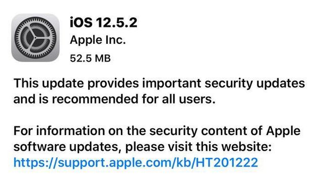 冷水江苹果手机维修分享iOS12.5.2发布，建议所有老苹果用户安装 